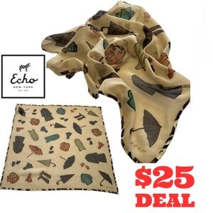 ECHO Silk Bandana/Neckie Printed Scarf with Animal Print Edge
